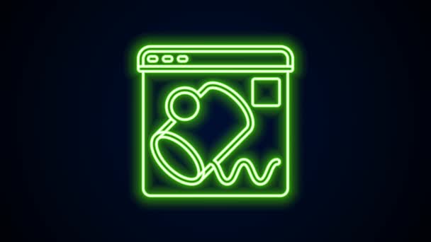 Glödande neon line Datavisualisering ikon isolerad på svart bakgrund. 4K Video motion grafisk animation — Stockvideo