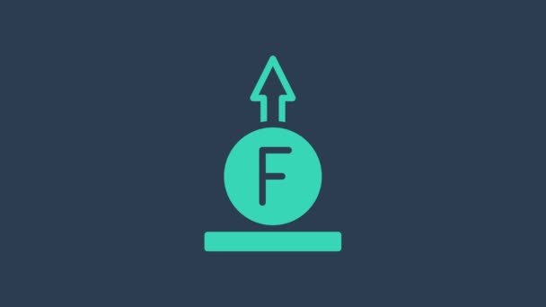 Τυρκουάζ Force of physic formula calculation icon απομονωμένο σε μπλε φόντο. 4K Γραφική κίνηση κίνησης βίντεο — Αρχείο Βίντεο