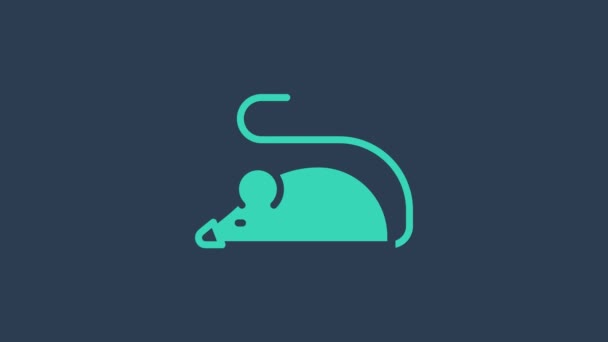 Turquesa Icono experimental del ratón aislado sobre fondo azul. Animación gráfica de vídeo 4K — Vídeo de stock