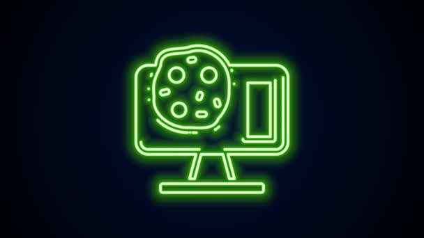Leuchtende Leuchtschrift Gentechnik-Modifikation auf Laptop-Symbol isoliert auf schwarzem Hintergrund. DNA-Analyse, Gentests, Klonen. 4K Video Motion Grafik Animation — Stockvideo