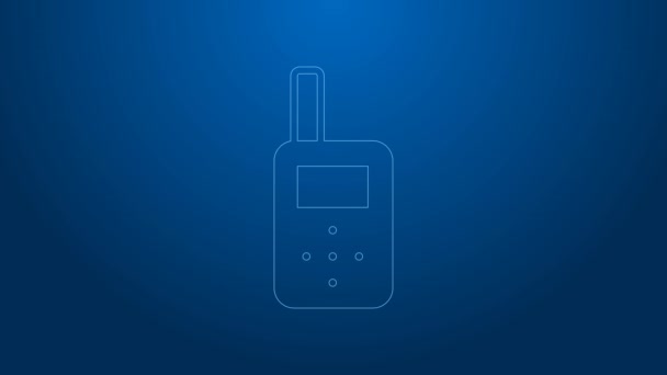 White line Baby monitor walkie talkie icon isolated on blue background. 4K Video motion graphic animation — Stock Video