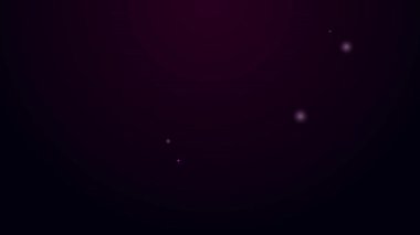 Parlayan neon çizgisi Bebek giysileri iğne simgesi siyah arka planda izole. Klasik kapalı çelik çengelli iğne. 4K Video hareketli grafik canlandırması