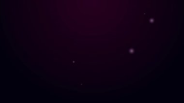 Parlayan neon çizgisi masa lambası simgesi siyah arkaplanda izole edildi. 4K Video hareketli grafik canlandırması