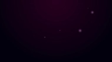 Parlayan neon hattı. Siyah zemin üzerinde su damlaları akan ikon olan duş başlığı izole edilmiş. 4K Video hareketli grafik canlandırması