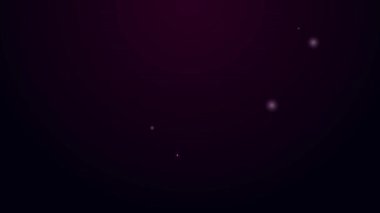 Parlayan neon hattı telefon ahizesi simgesi siyah arkaplanda izole edildi. Telefon işareti. 4K Video hareketli grafik canlandırması