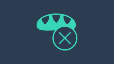 Turkuaz Bağış yiyecek ikonu mavi arka planda izole edildi. 4K Video hareketli grafik canlandırması