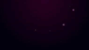 Siyah zemin üzerinde izole edilmiş kurdele ikonu olan parlak neon çizgili balonlar. Mutlu Paskalyalar. 4K Video hareketli grafik canlandırması