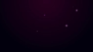 Parlayan neon çizgisi, siyah arka planda izole edilmiş evsiz karton ev simgesi. 4K Video hareketli grafik canlandırması