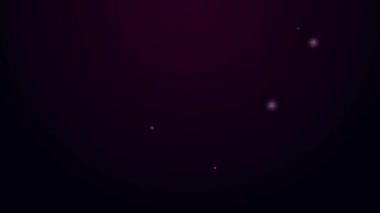 Parlayan neon hattı oyuncak at simgesi siyah arkaplanda izole edildi. 4K Video hareketli grafik canlandırması