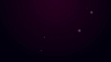 Parlak neon hattı bağış eli ve siyah arka planda izole edilmiş para ikonu. Bağış sembolü olarak el ile para verin. Para ve bağış konsepti. 4K Video hareketli grafik canlandırması
