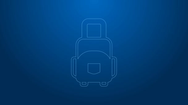 White line Suitcase for travel icon isoliert auf blauem Hintergrund. Reisegepäckzeichen. Reisegepäcksymbol. 4K Video Motion Grafik Animation — Stockvideo