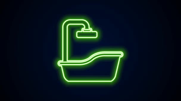 Świecąca neonowa ikona wanny odizolowana na czarnym tle. 4K Animacja graficzna ruchu wideo — Wideo stockowe