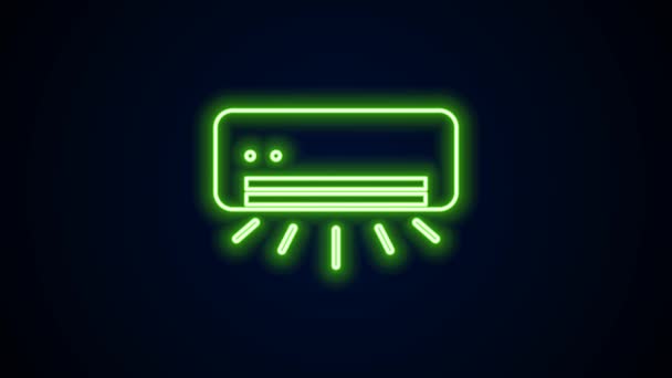 Glowing neon line Air conditioner icon isolated on black background. Split system air conditioning. Cool and cold climate control system. 4K Video motion graphic animation — Stock Video