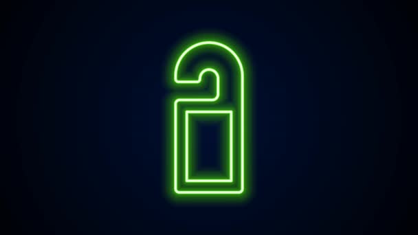 Ligne lumineuse néon S'il vous plaît ne pas perturber icône isolée sur fond noir. Porte de l'hôtel Hanger Tags. Animation graphique de mouvement vidéo 4K — Video