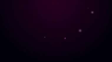 Parlayan neon hattı Oyuncak Demiryolu, demiryolu ikonu siyah arka planda izole edildi. 4K Video hareketli grafik canlandırması