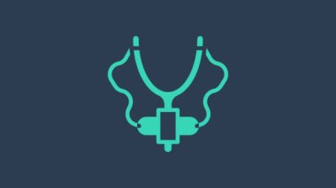 Turkuaz Sapan simgesi mavi arkaplanda izole edildi. 4K Video hareketli grafik canlandırması