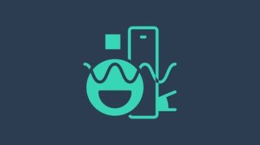 Turkuaz temel geometrik şekiller ikonu mavi arkaplanda izole edilmiştir. 4K Video hareketli grafik canlandırması