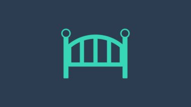 Turkuaz Bebek Beşiği ikonu mavi arka planda izole edildi. 4K Video hareketli grafik canlandırması