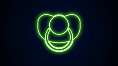 Parlayan neon hattı Bebek Emzik simgesi siyah arkaplanda izole edildi. Çocuk oyuncağı. 4K Video hareketli grafik canlandırması