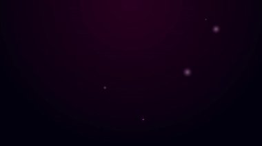 Siyah zemin üzerinde top ikonu olan parlak neon çizgili beysbol sopası. 4K Video hareketli grafik canlandırması