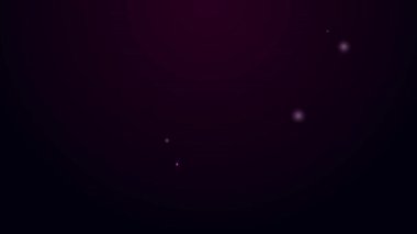 Parlayan neon hattı roket oyuncak ikonu siyah arka planda izole edildi. Uzay yolculuğu. 4K Video hareketli grafik canlandırması