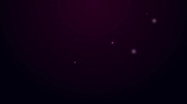 Parlayan neon hattı plaj topu ikonu siyah arka planda izole edildi. Çocuk oyuncağı. 4K Video hareketli grafik canlandırması