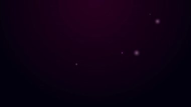 Parlayan neon hattı bebek önlüğü simgesi siyah arkaplanda izole edildi. 4K Video hareketli grafik canlandırması