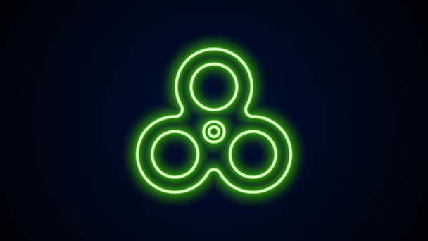 Glowing neon line Fidget spinner icon isolated on black background. Stress relieving toy. Trendy hand spinner. 4K Video motion graphic animation — Stock Video