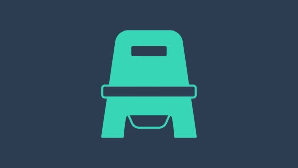 Tyrkysová Dětská nočník ikona izolované na modrém pozadí. Hrnec. Grafická animace pohybu videa 4K — Stock video
