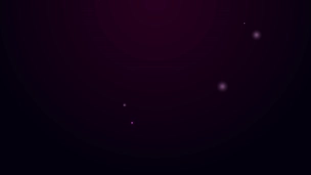 发光的霓虹灯线火箭飞船玩具图标孤立在黑色背景.太空旅行。4K视频运动图形动画 — 图库视频影像