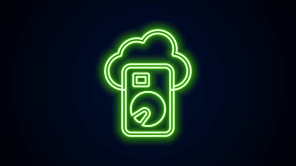 Glowing neon line Cloud database icon isolated on black background. Cloud computing concept. Digital service or app with data transferring. 4K Video motion graphic animation — Stock Video
