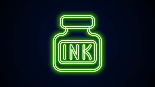 Zářící neonová čára Ikona Inkwell izolovaná na černém pozadí. Grafická animace pohybu videa 4K — Stock video