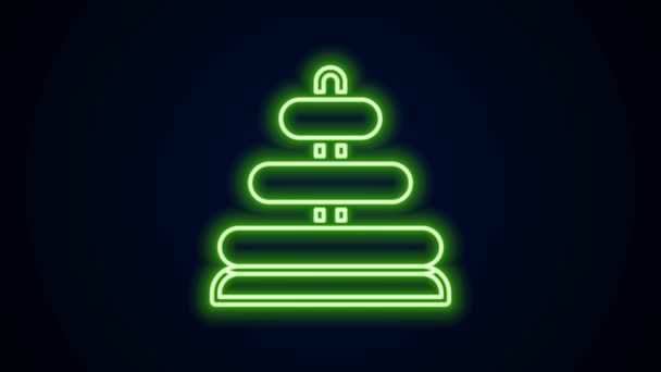 Glowing neon line Pyramid toy icon isolated on black background. 4K Video motion graphic animation — Stock Video