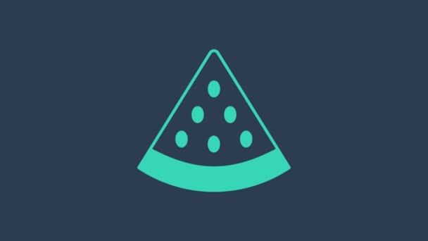 绿松石西瓜图标孤立在蓝色的背景.4K视频运动图形动画 — 图库视频影像