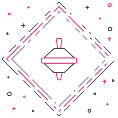 Line Whirligig oyuncak simgesi beyaz arkaplanda izole edildi. Renkli taslak konsepti. Vektör