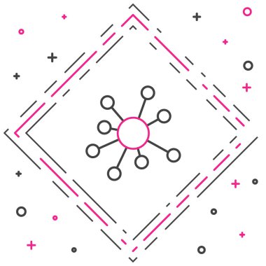 Molekül simgesi beyaz arkaplanda izole edildi. Kimya moleküllerinin yapısı, fen öğretmenlerinin yenilikçi eğitim posteri. Renkli taslak konsepti. Vektör