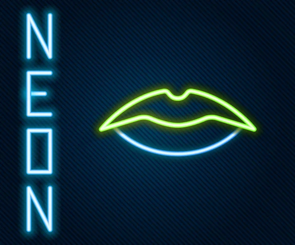 Ligne lumineuse néon Icône des lèvres souriantes isolées sur fond noir. Symbole du sourire. Concept de contour coloré. Vecteur — Image vectorielle