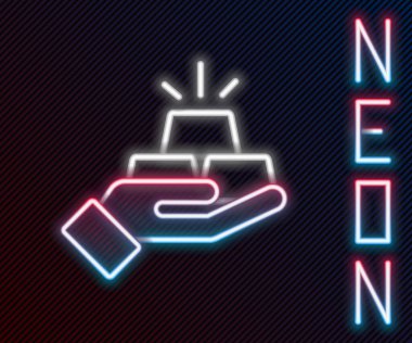 Parlayan neon çizgisi simgesi siyah arkaplanda izole edilmiş. Bankacılık işi konsepti. Renkli taslak konsepti. Vektör