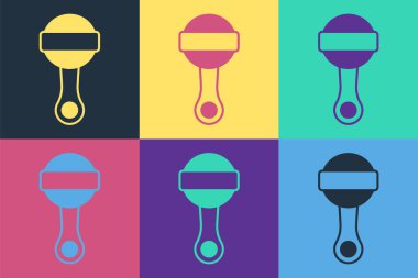 Pop Art Rattle bebek oyuncağı ikonu renk arkaplanında izole edildi. Fasulye torbası işareti. Vektör