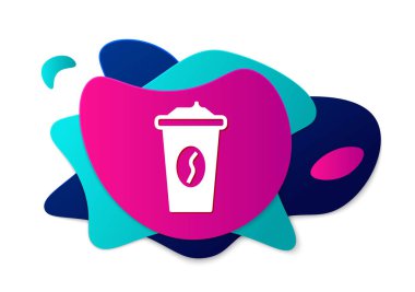 Beyaz arka planda izole edilmiş renkli kahve fincanı. Sıvı şekilli soyut pankart. Vektör