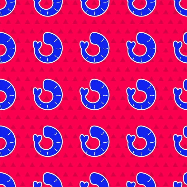 Mavi Karides simgesi kırmızı arkaplanda izole edilmiş. Vektör