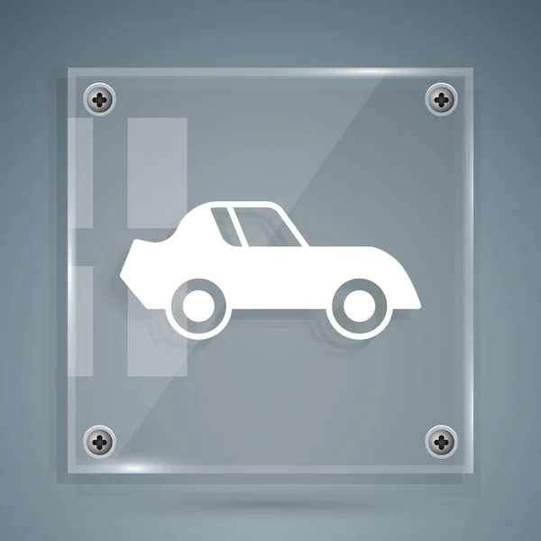 Icona White Car isolata su sfondo grigio. Pannelli di vetro quadrati. Vettore — Vettoriale Stock