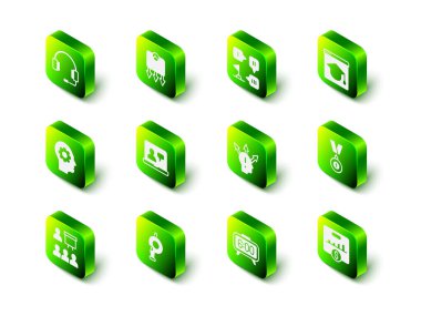 Kilo kaybı, Planlama stratejisi, Çevrimiçi eğitim, Madalya, Temel Performans Göstergesi, Proje ekibi tabanı, Dijital Alarm Saati ve Islık simgesi. Vektör