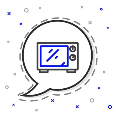 Mikrodalga fırın ikonu beyaz arkaplanda izole edildi. Ev aletleri simgesi. Renkli taslak konsepti. Vektör