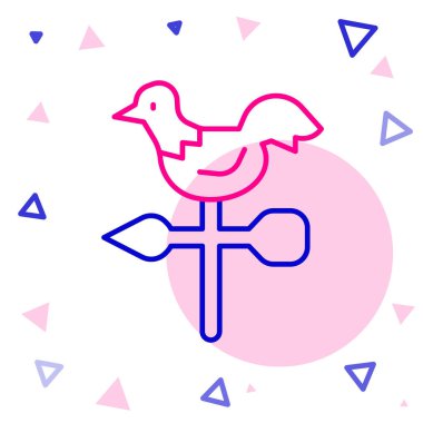 Hat Horozu rüzgar gülü simgesi beyaz arkaplanda izole edildi. Weathercock işareti. Rüzgar gülü horozu. Renkli taslak konsepti. Vektör