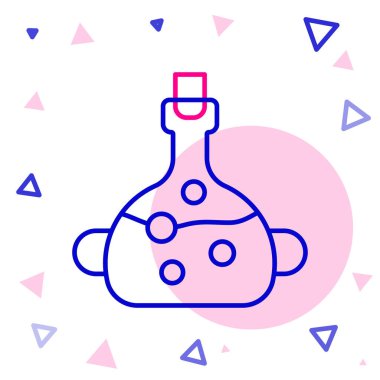 Beyaz arka planda izole edilmiş şişe simgesindeki çizgi zehri. Bir şişe zehir ya da zehirli kimyasal toksin. Renkli taslak konsepti. Vektör