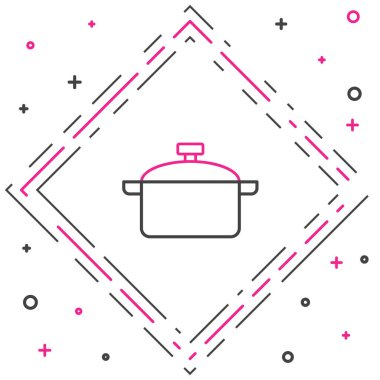 Çizgi Pişirme ikonu beyaz arkaplanda izole edildi. Haşlama ya da güveç besin sembolü. Renkli taslak konsepti. Vektör