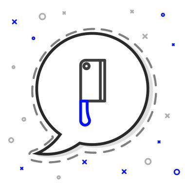 Line Meat helikopter simgesi beyaz arkaplanda izole edildi. Et için mutfak bıçağı. Kasap bıçağı. Renkli taslak konsepti. Vektör