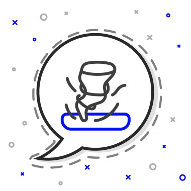 Hat Tornado simgesi beyaz arkaplanda izole edildi. Kasırga, kasırga, fırtına bacası, kasırga ya da hortum ikonu. Renkli taslak konsepti. Vektör