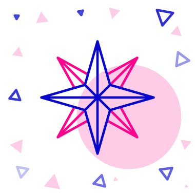 Çizgi Rüzgârı simgesi beyaz arkaplanda izole edildi. Seyahat için pusula simgesi. Navigasyon tasarımı. Renkli taslak konsepti. Vektör